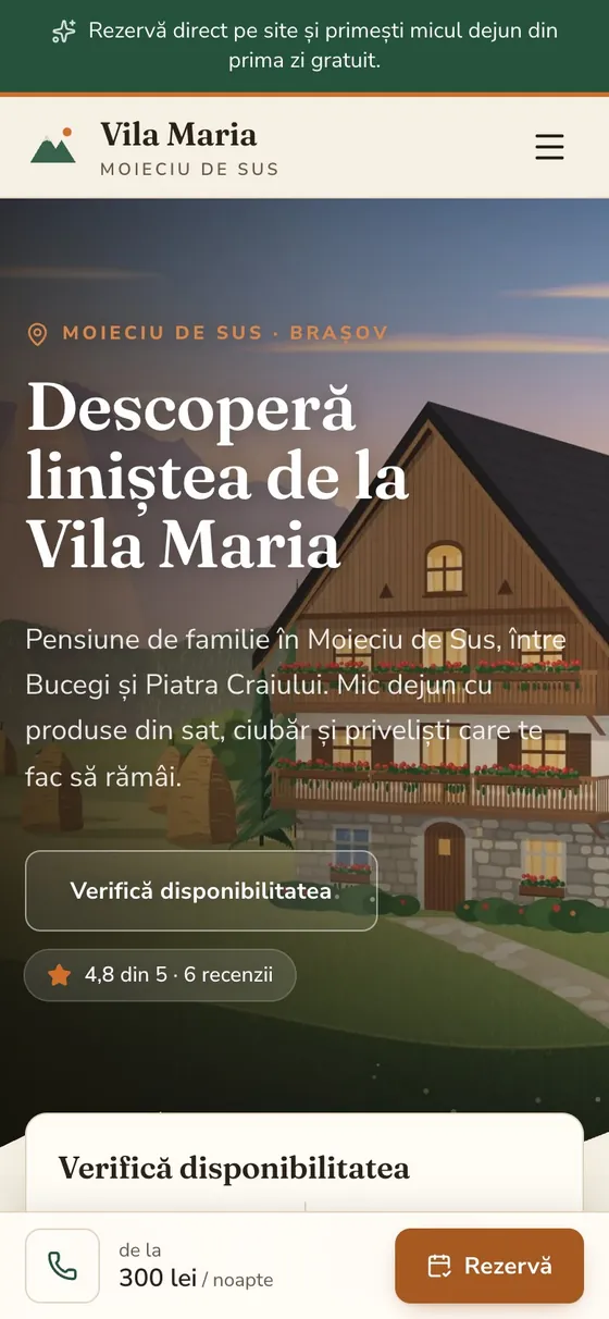 Același site, pe telefon.